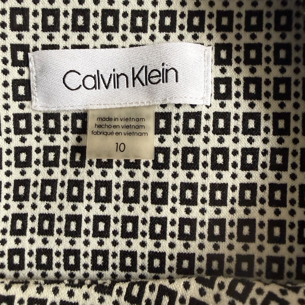 Calvin Klein Black and White Patterned Midi Sheath Dress 10 - Picture 4 of 11